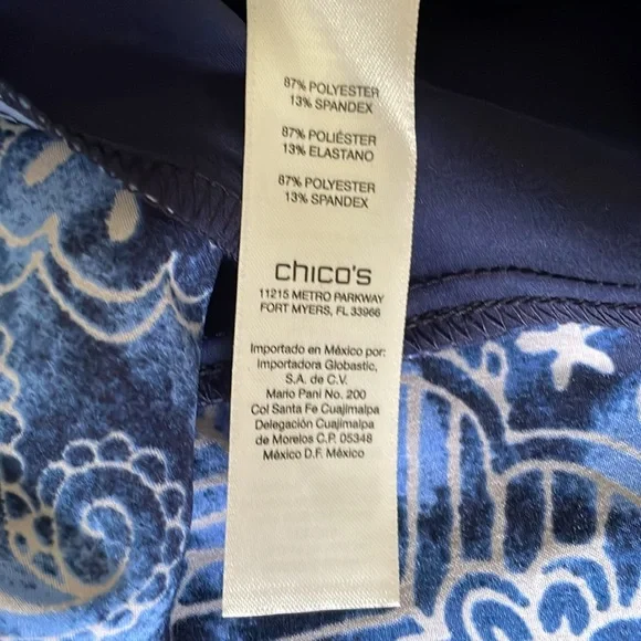CHICO’S ZENERGY Jacket NEEMA Blue Paisley Zipper Front Lightweight NWT Size 8 - Picture 7 of 12